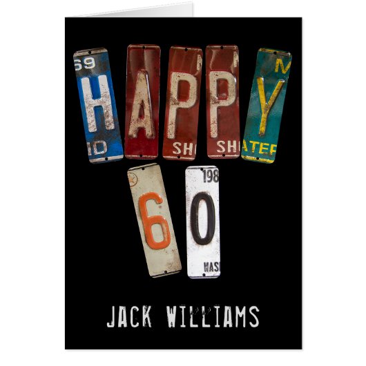 60th birthday old car license plates cards (Front)