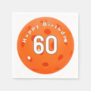 60th Birthday Orange Pickleball Napkins