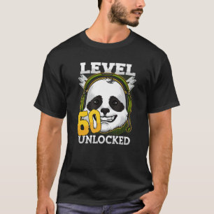 60Th Birthday Panda Bear Level 60 Unlocked Funny G T-Shirt
