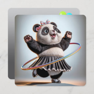 60th Birthday Panda Bear With Hula Hoop Invitation
