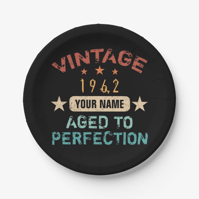 60th Birthday Party 1962 Add Your Name Paper Plates (Front)