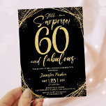 60th Birthday Party 60 Fabulous Black Gold Glitter Invitation<br><div class="desc">Throw a dazzling celebration with our "60th Birthday Party Elegant Modern Black & Gold Invitation!" Perfect for a glamorous and unforgettable event. Shop now and make the surprise truly sparkle! ✨🎉 Please note: The gold glitter effect is simulated,  no real glitter is used</div>