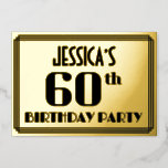 [ Thumbnail: 60th Birthday Party: Art Deco Look “60” and Name Invitation ]