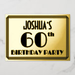 [ Thumbnail: 60th Birthday Party — Art Deco Look “60” + Name Invitation ]