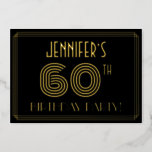 [ Thumbnail: 60th Birthday Party — Art Deco Style “60” + Name Invitation ]