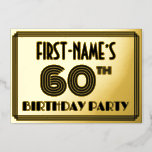 [ Thumbnail: 60th Birthday Party — Art Deco Style “60” & Name Invitation ]