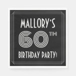 [ Thumbnail: 60th Birthday Party: Art Deco Style + Custom Name Napkins ]