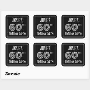 60th Birthday Party: Art Deco Style & Custom Name Square Sticker
