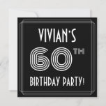 [ Thumbnail: 60th Birthday Party: Art Deco Style W/ Custom Name Invitation ]