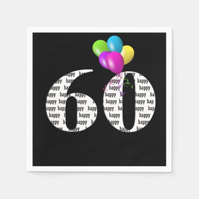60th birthday party balloons napkins (Front)