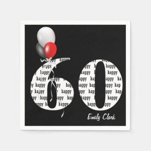 60th birthday party balloons paper napkins