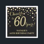 60th Birthday Party Black and Gold Diamond Napkins<br><div class="desc">60th Birthday Party Invitation with Black and Gold Glitter Diamond Background. Gold Confetti. Adult Birthday. Man or Woman Birthday. For further customization,  please click the "Customize it" button and use our design tool to modify this template.</div>