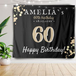 60th Birthday Party Black Golden Backdrop<br><div class="desc">60th Birthday Party Black Golden Backdrop. 60th birthday tapestry for him or her. Use the tapestries as a backdrop for the 60th birthday party. Personalize it with your text.</div>