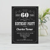 60th Birthday Party - Black White Invitation | Zazzle