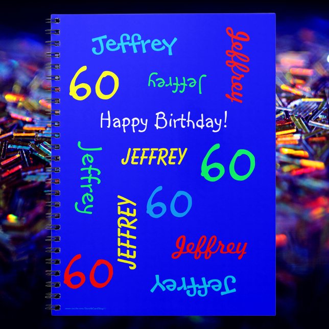 60th Birthday Party Blue Guest Book Name Notebook (Creator Uploaded)