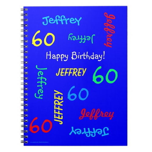 60th Birthday Party Blue Guest Book Name Notebook