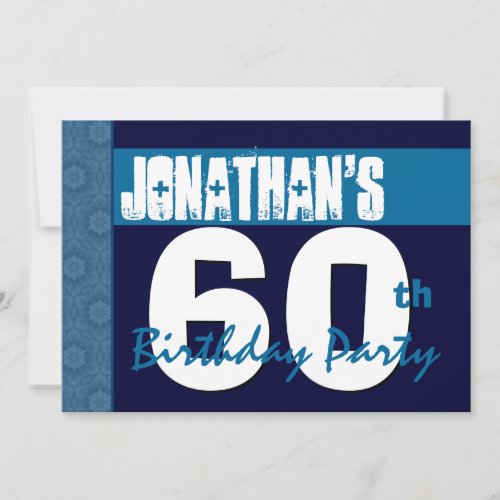 60th Birthday Party Blue Pattern Midnight and Navy Announcements