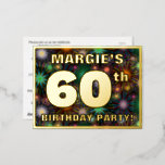 [ Thumbnail: 60th Birthday Party: Bold, Colorful Fireworks Look Postcard ]