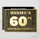 [ Thumbnail: 60th Birthday Party: Bold, Faux Wood Grain Pattern Invitation ]