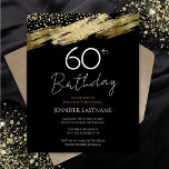 60th Birthday Party Budget Gold Black Invitation<br><div class="desc">Elegant Faux gold foil paint splatters design. All text is adjustable and easy to change for your own party needs. Great elegant 60th birthday template design.</div>
