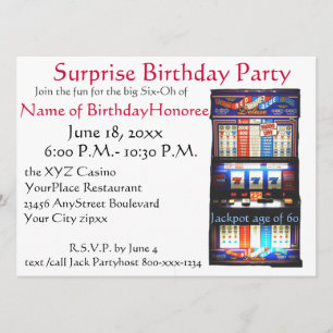 60th Birthday Party Casino Slot Machine Invitation