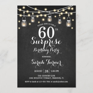 60th Birthday Party - Chalkboard White Invitation
