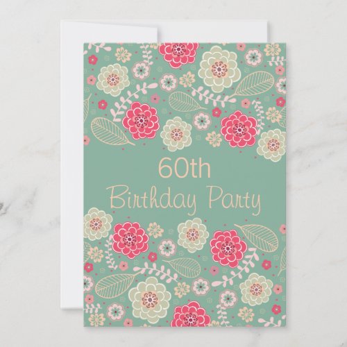 60th Birthday Party Chic Funky Modern Floral 5x7 Paper Invitation Card