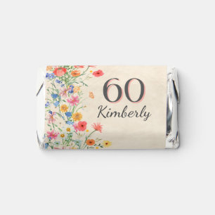 60th Birthday Party Chocolates Floral Custom Hershey's Miniatures