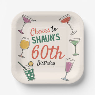 60th birthday party cocktail night Paper Napkin Plates