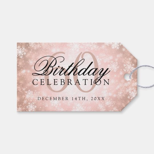 60th Birthday Party Copper Winter Wonderland Gift Tags Zazzle Com