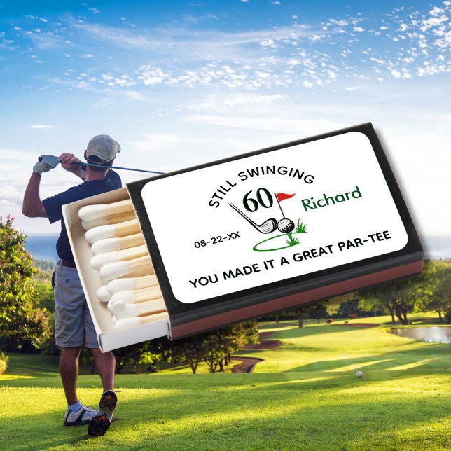 60th Birthday Party Custom Personalized Golf Theme Matchboxes (Creator Uploaded)
