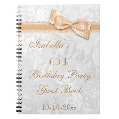 60th Birthday Party Damask and Bow Notebook