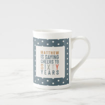 60th birthday party decor or birthday gift bone china mug