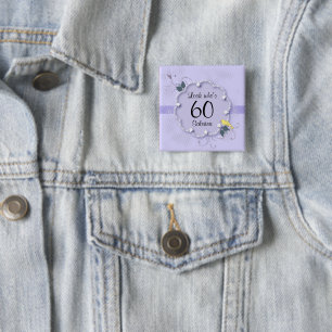 60th Birthday Party DIY Text Pinback Button
