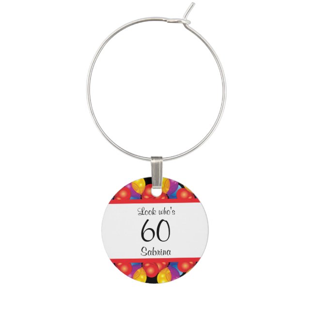 60th Birthday Party | DIY Text Wine Charm (Front)