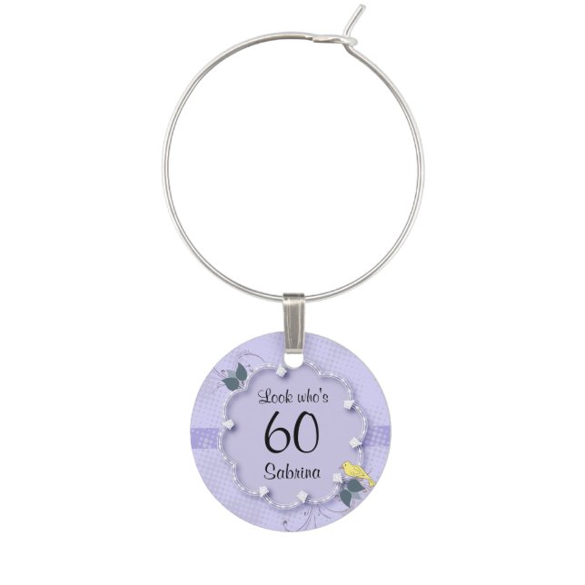60th Birthday Party | DIY Text Wine Charm (Front)