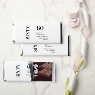 60th Birthday Party Elegant Black and White Favors Hershey Bar Favors