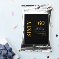 60th Birthday Party Elegant Black & Gold Favors