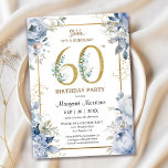 60th Birthday Party Elegant Dusty Blue Floral Invitation<br><div class="desc">Celebrate the 60-year milestone in style with our elegant "60th Birthday Party Elegant Dusty Blue Floral Invitation!" Perfect for a memorable 60th birthday party. Order your today and make your celebration truly special! Please note: Gold glitter effects are only simulated; no real gold will be used in the printing process...</div>