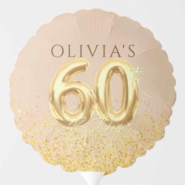 60th Birthday Party Elegant Gold Balloon (Front)