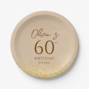 60th Birthday Party Elegant Gold Paper Plates