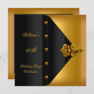 60th Birthday Party Elegant Mens Gold Black Mans Invitation