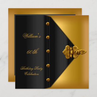 60th Birthday Party Elegant Mens Gold Black Mans Invitation