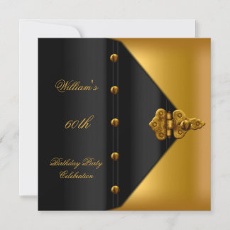 60th Birthday Party Elegant Mens Gold Black Mans Invitation