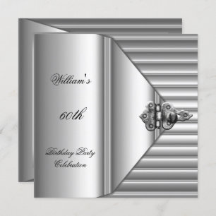 60th Birthday Party Elegant Mens Silver Mans Invitation