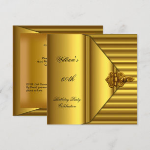 60th Birthday Party Elegant Mens Yellow Gold Mans Invitation