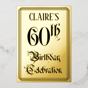 60th Birthday Party — Elegant Script + Custom Name Foil Invitation