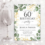 60th Birthday Party Eucalyptus Watercolor Invitation<br><div class="desc">Elegant botanical 60th birthday party invitation. Classy design features hand painted watercolor greenery eucalyptus wreath and script font.  Personalize with your own details. Message me if you need further customization.</div>