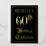 [ Thumbnail: 60th Birthday Party — Fancy Script & Custom Name Invitation ]