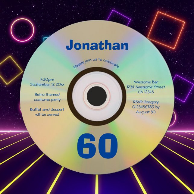 60th Birthday Party Faux CD Retro 90s music Invitation (Creator Uploaded)